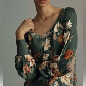 Anthropology Tiny green floral top, small